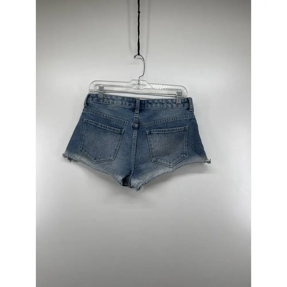 Forever 21 Jean Shorts Womens Sz 27 Cutoffs Blue Denim‎ Cotton Light Wash Frayed